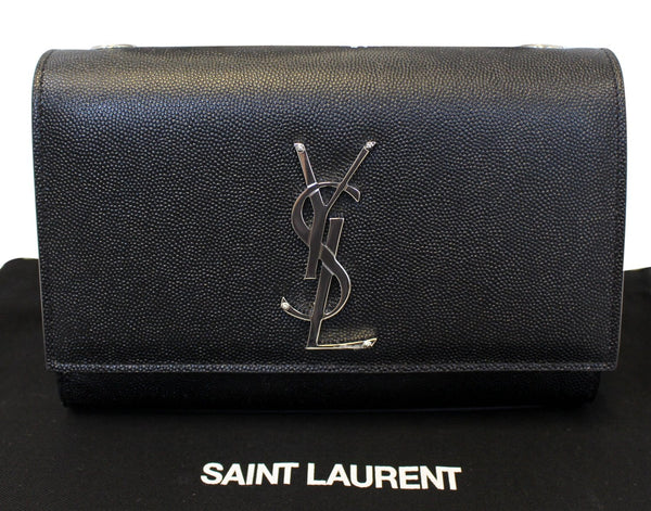 YVES SAINT LAURENT Kate Black Leather Medium Chian Clutch Crossbody Bag