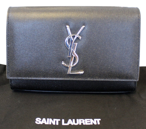 YVES SAINT LAURENT Kate Black Leather Chian Clutch Crossbody Bag
