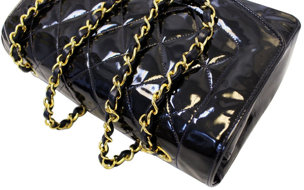 CHANEL Enamel Matelasse Chain CC Logo Black Shoulder Bag