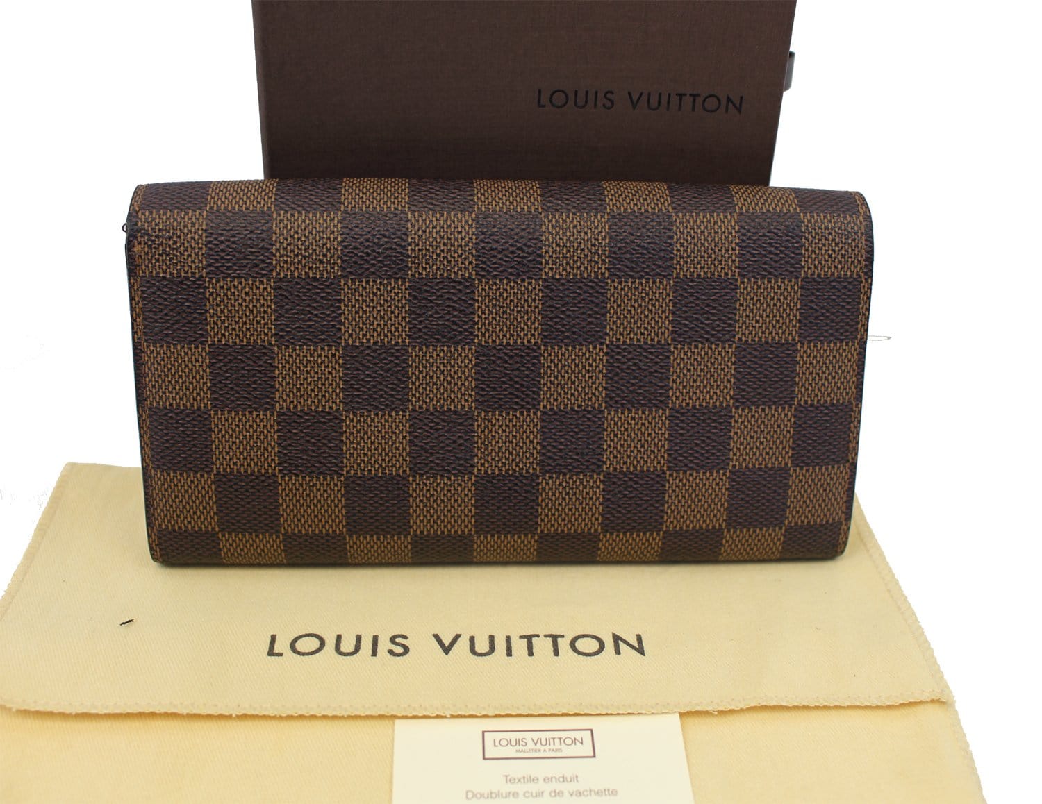 Louis Vuitton Damier Portefeuille Sarah Long Wallet With Hook Ebene N63209