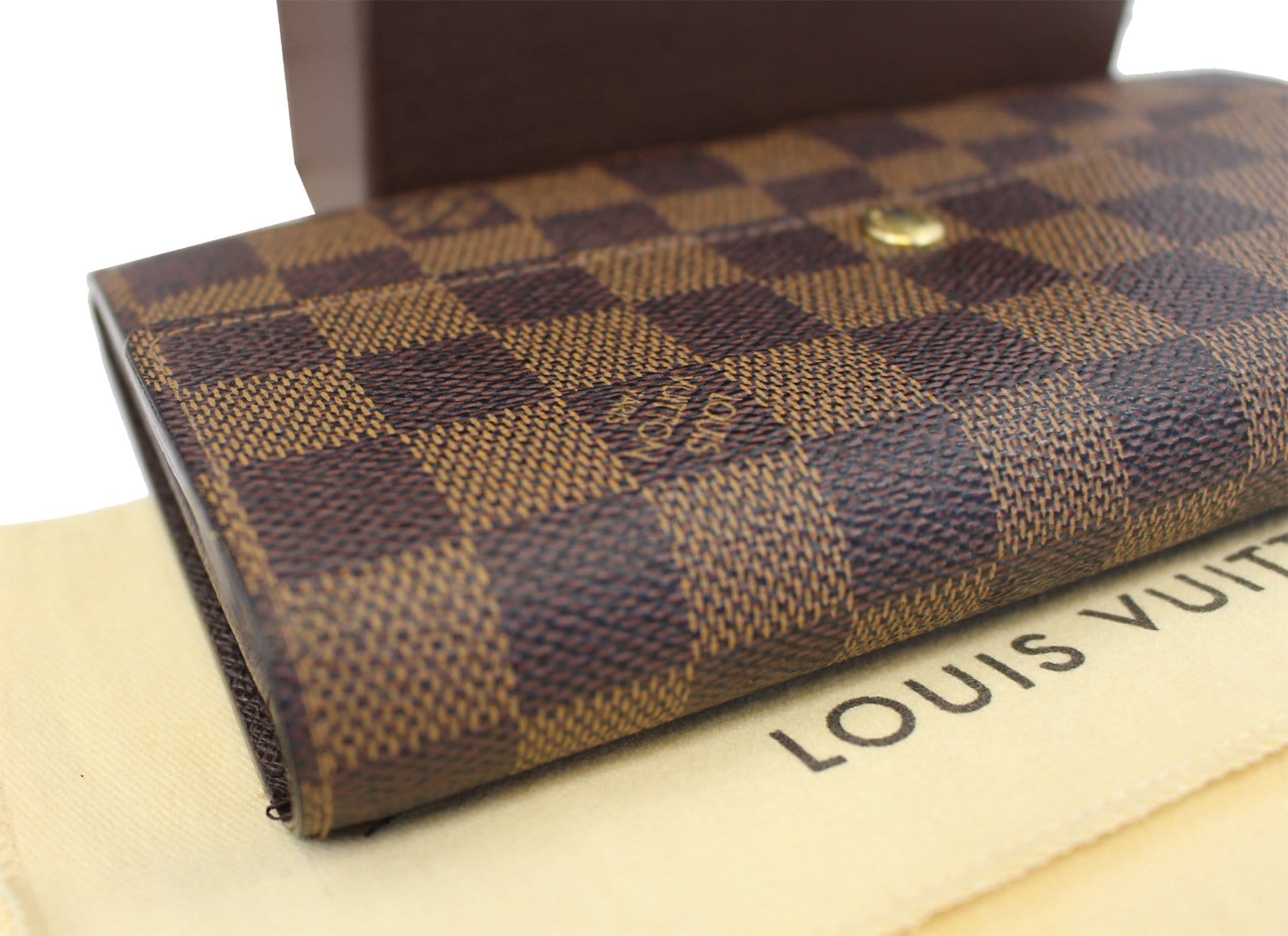 Authentic Louis Vuitton Damier Ebene Canvas PTI Long Flap Wallet