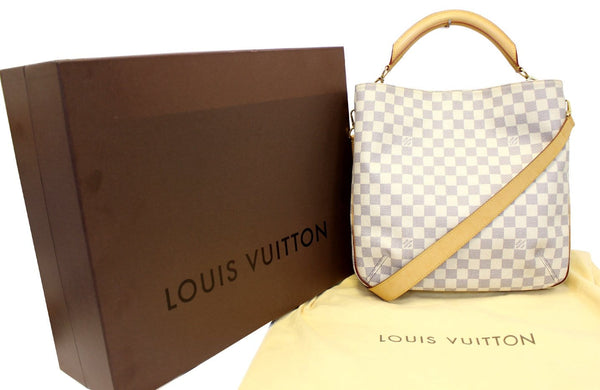 LOUIS VUITTON Damier Azur Canvas Soffi White Shoulder Handbag