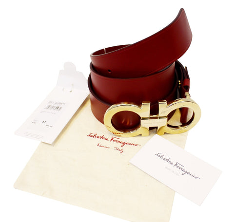 Salvatore Ferragamo Rubi Calf Skin Learher Red Men's Belt Size 42