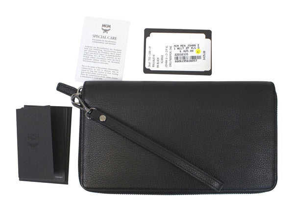 MCM Black Leather XLarage Zip Around Johan Travel Passport Wallet - Last Call