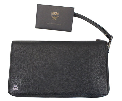 MCM Black Leather XLarage Zip Around Johan Travel Passport Wallet - Last Call