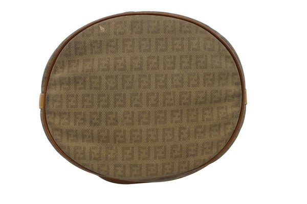 FENDI FF Leather Brown Bucket Shoulder Bag