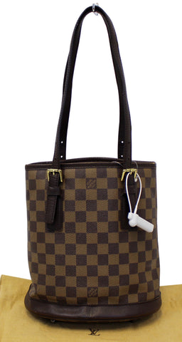 LOUIS VUITTON Damier Ebene Brown Marais Bucket Shoulder Bag - Final Call