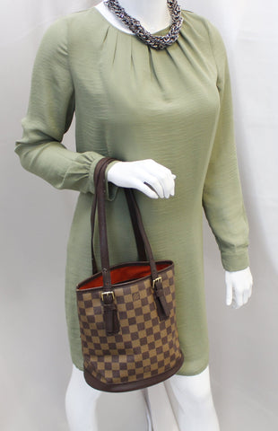 LOUIS VUITTON Damier Ebene Brown Marais Bucket Shoulder Bag