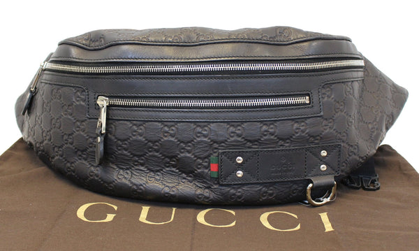 GUCCI GG Guccissima Black Leather Waist Crossbody Bag
