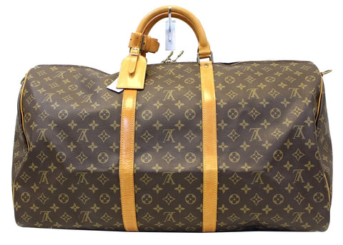 LOUIS VUITTON Monogram Canvas Brown Keepall 60 Bandouliere Travel Bag