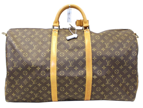 LOUIS VUITTON Monogram Canvas Brown Keepall 60 Bandouliere Travel Bag