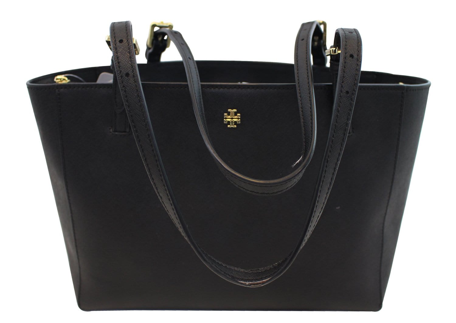 Tory Burch York Small Buckle Leather Tote- Black 31149802-001