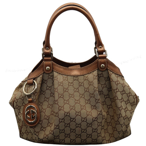 GUCCI Sukey Medium GG Canvas Tote Bag Beige 211944