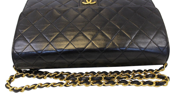 CHANEL Quilted Lambskin Leather Single Flap Black Shoulder Bag - Final Call