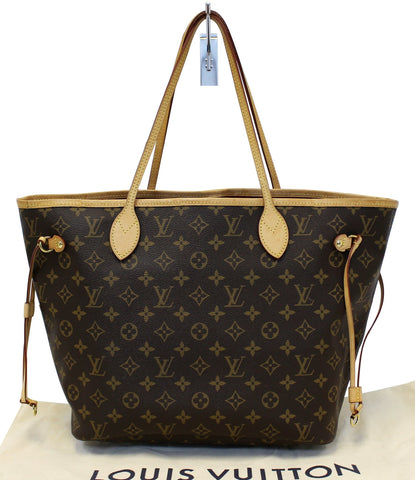 LOUIS VUITTON Monogram Canvas Neverfull MM Brown Tote Bag Fuchsia
