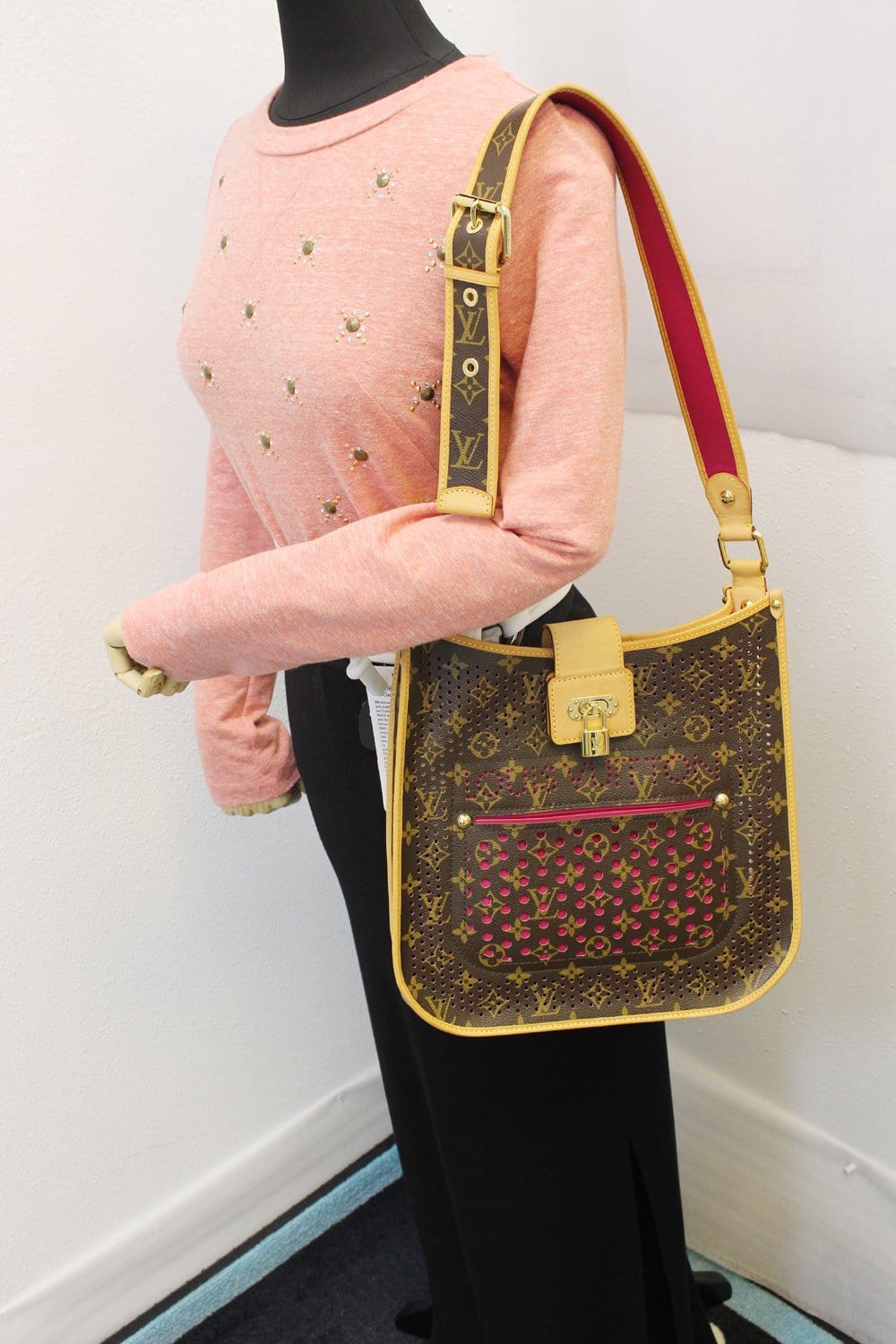 Louis Vuitton Limited Edition Pink Perforated Monogram Canvas Musette
