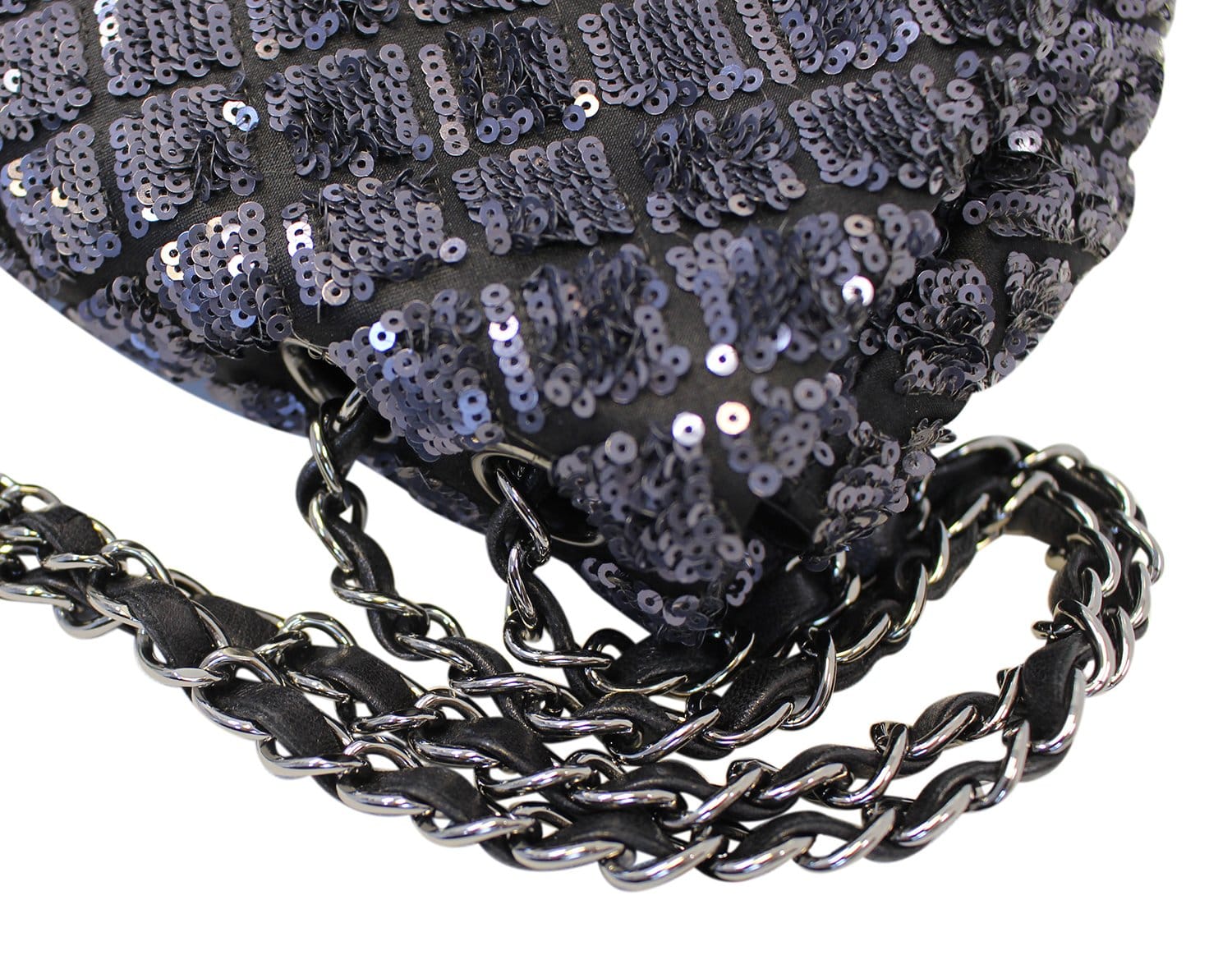 Chanel Classic Flap Vintage Jeweled Sequin Mermaid Navy Blue Tweed Shoulder  Bag at 1stDibs