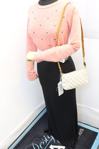 LOUIS VUITTON Damier Azur Pochette Accessoires Long Strap Pouch