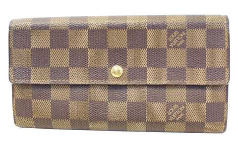 LOUIS VUITTON Damier Ebene Brown Portefeuille Sarah Long Wallet