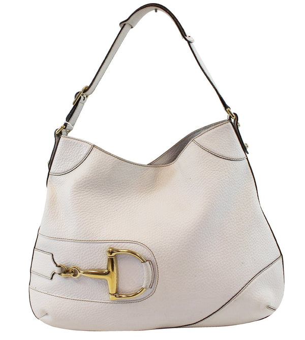GUCCI 137386 White Leather Saddle Shoulder Bag