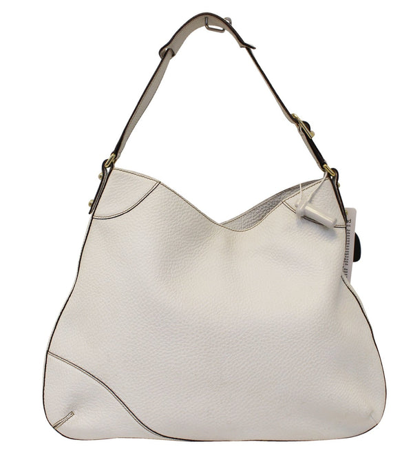 GUCCI 137386 White Leather Saddle Shoulder Bag