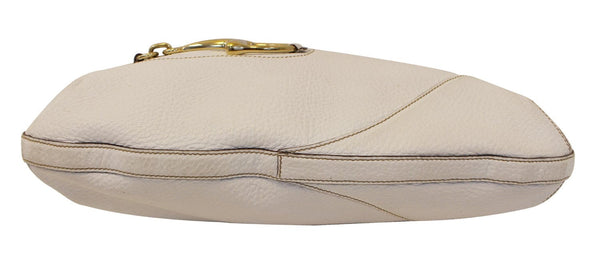 GUCCI 137386 White Leather Saddle Shoulder Bag