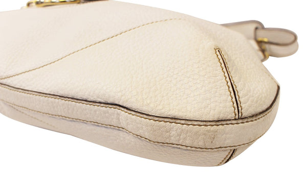 GUCCI 137386 White Leather Saddle Shoulder Bag