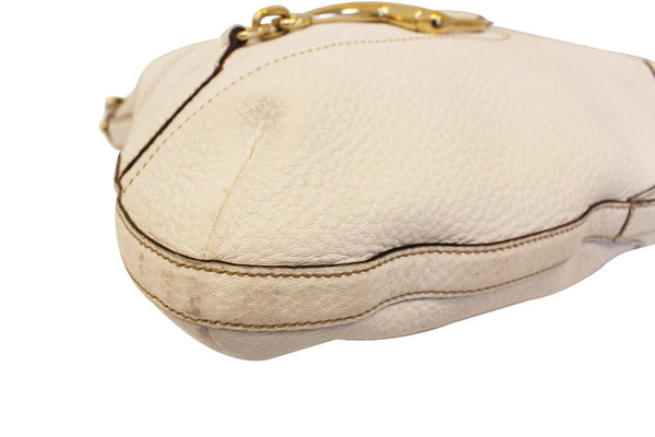 GUCCI 137386 White Leather Saddle Shoulder Bag