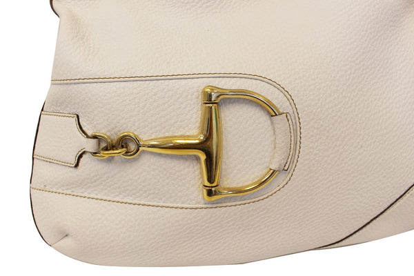 GUCCI 137386 White Leather Saddle Shoulder Bag
