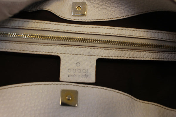 GUCCI 137386 White Leather Saddle Shoulder Bag