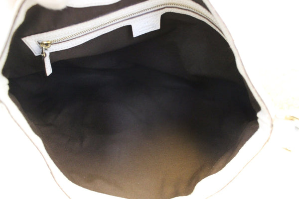 GUCCI 137386 White Leather Saddle Shoulder Bag