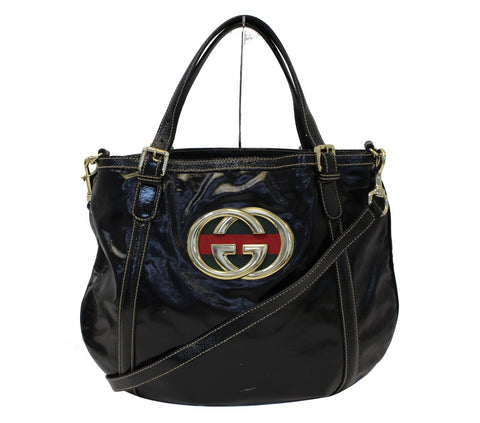 GUCCI 162886 Black Leather Britt Hobo Bag
