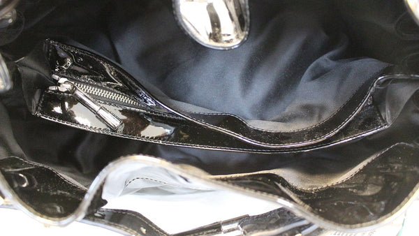 BURBERRY Black Quilted Patent Leather Beaton Tote Bag