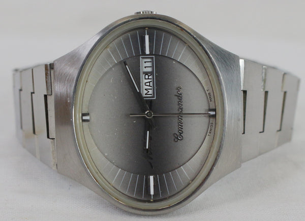 MIDO Commander 1980 Day Date Men's Stainless Steel Watch Light Grey Dial 41MM