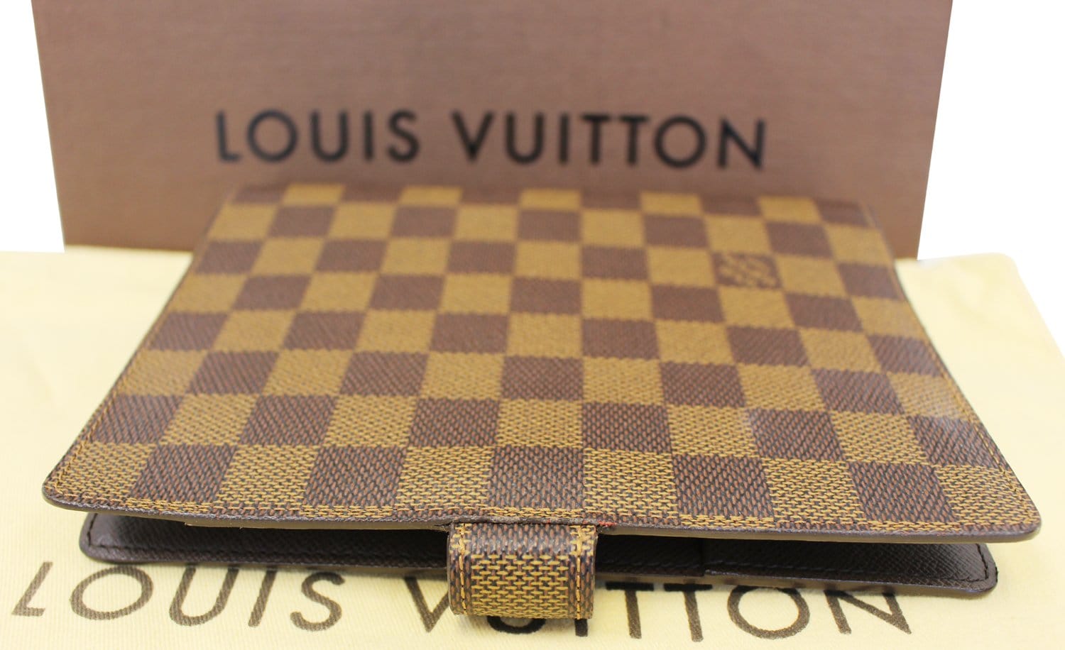 Authentic Louis Vuitton Damier Ebene Size MM Medium Ring Agenda With Box  MINTY!!
