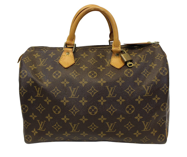 LOUIS VUITTON Monogram Canvas Speedy 35 Brown Satchel Bag