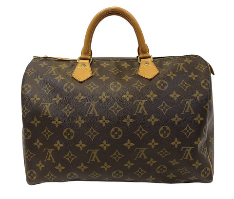LOUIS VUITTON Speedy 35 Pre Owned Monogram Canvas  Brown Satchel Bag