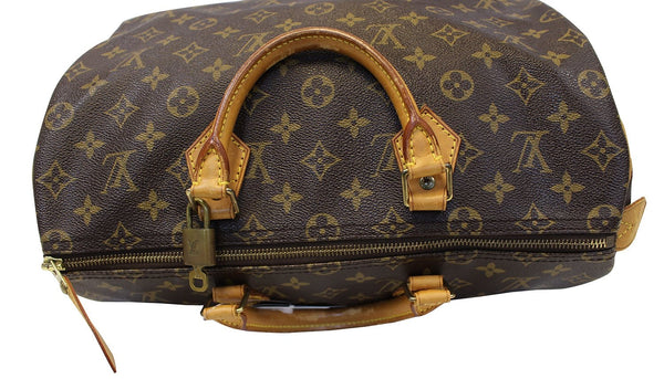 LOUIS VUITTON Monogram Canvas Speedy 35 Brown Satchel Bag
