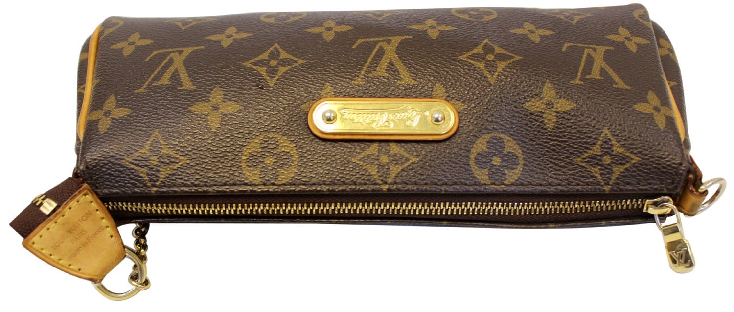 Authentic Louis Vuitton Eva Clutch Monogram M95567 Zippered CrossBody Bag  Purse