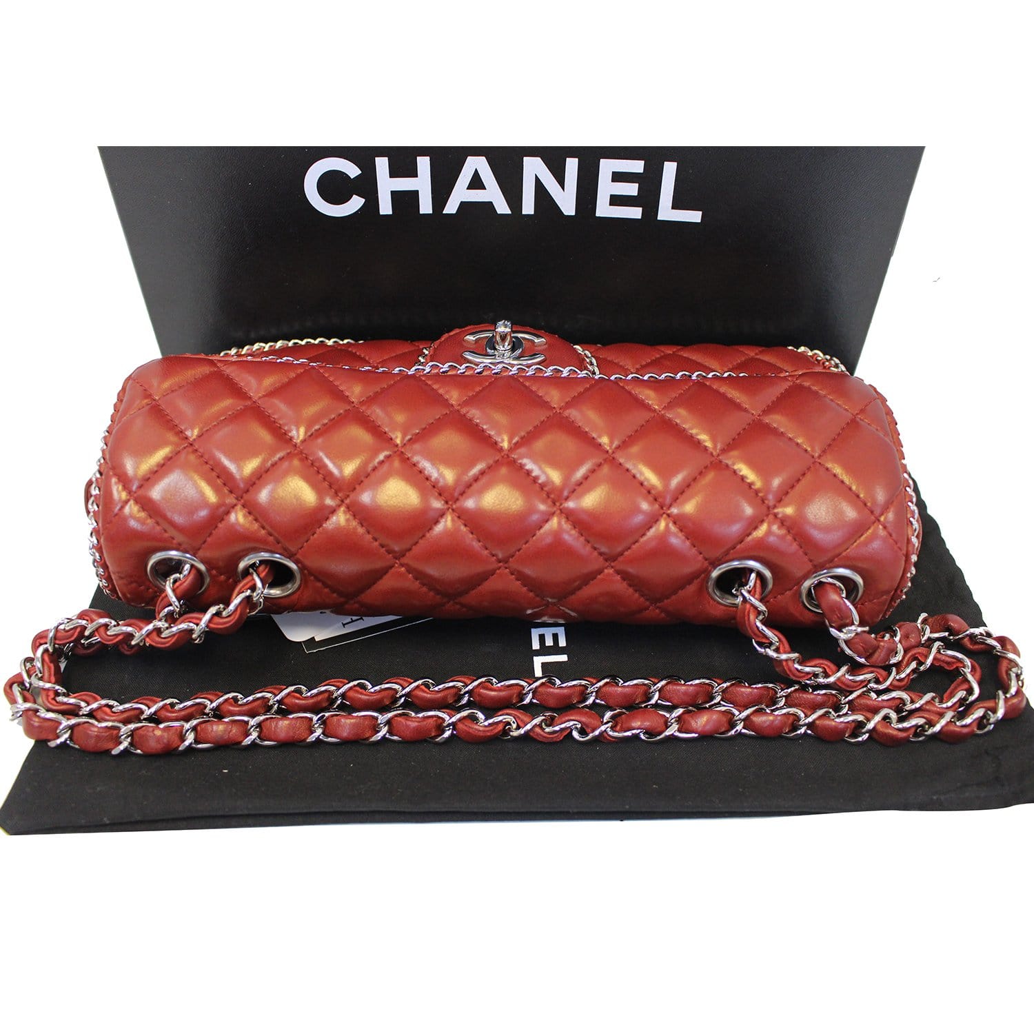 Red Chanel Maxi Lambskin Chain Around Flap Shoulder Bag – Designer