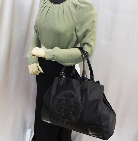 Tory Burch Nylon Black Ella Tote Handbag