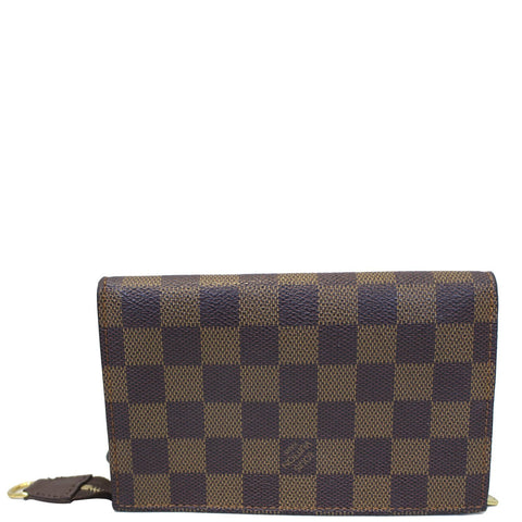 LOUIS VUITTON Damier Ebene Cosmetic Pouch Brown
