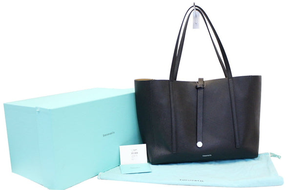 Tiffany & Co Black Textured Reversible Leather Tote Bag