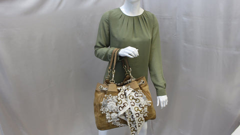 GUCCI Limited Edition White/Brown Embroidered Canvas Positano Bag - Final Call