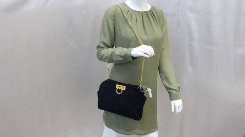 SALVATORE FERRAGAMO Leather Gancini Chain Link Shoulder Bag