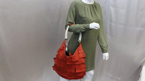 YVES SAINT LAURENT Red Leather St. Tropez Horn Bag - Final Call