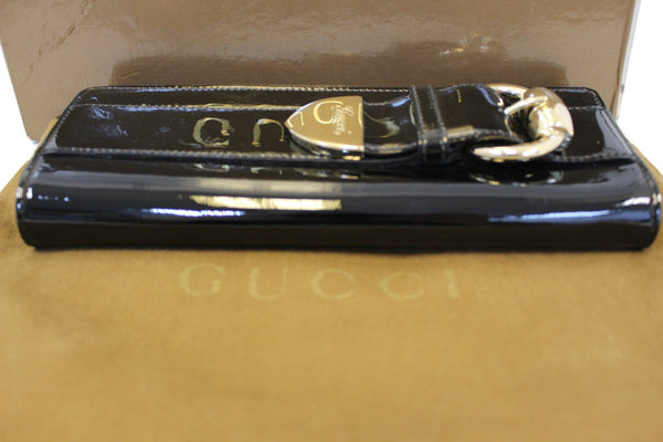 GUCCI Patent Leather Black Romy Clutch Wallet 181544