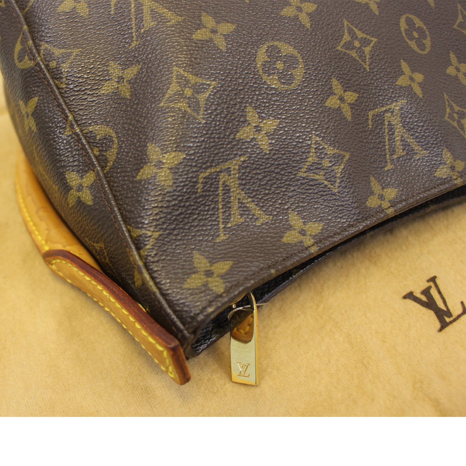 Louis Vuitton Brown Monogram Canvas Leather Looping Mm Shoulder Bag