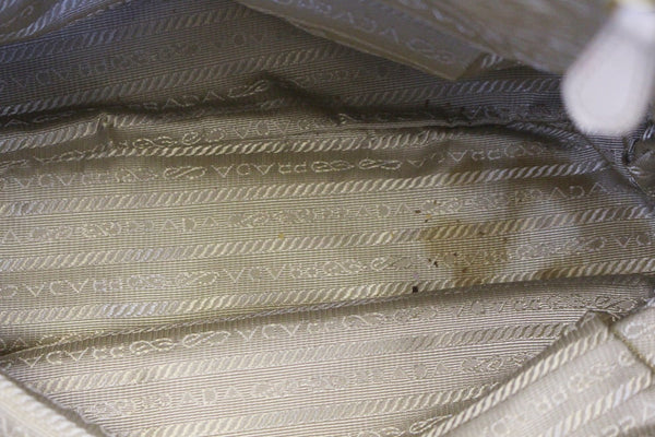 PRADA Nappa Frills Shopping Beige Leather Tote Bag