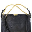 BURBERRY Black Embossed Leather Chichester Crossbody Clutch Bag